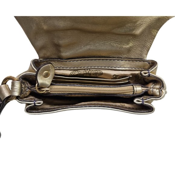 JUICY COUTURE Vintage Y2K Leather Wristlet Clutch  – Gold Metallic (EUC) - Picture 6 of 12